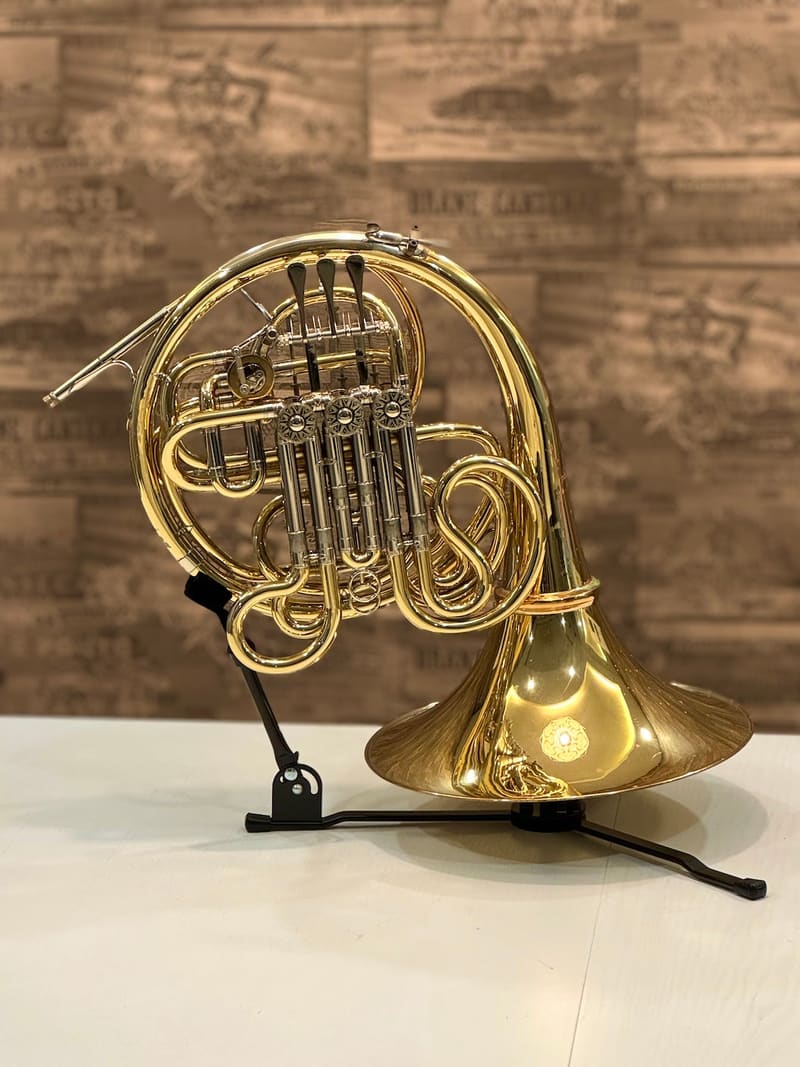Pre-owned Cornford 103 double French horn on a stand at BrassWind Exchange